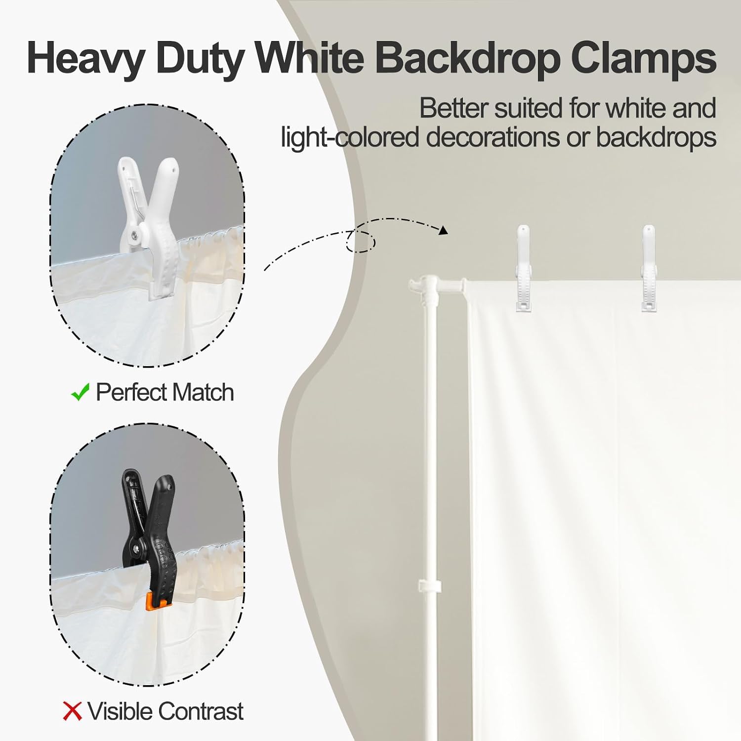 EMART Pipe and Drape Backdrop Stand Kit with 6 inch White Clamps, 8.9ftx10ft Heavy Duty Adjustable Photo Background for Wedding, Birthday Party, Banquet Decorations - Silver