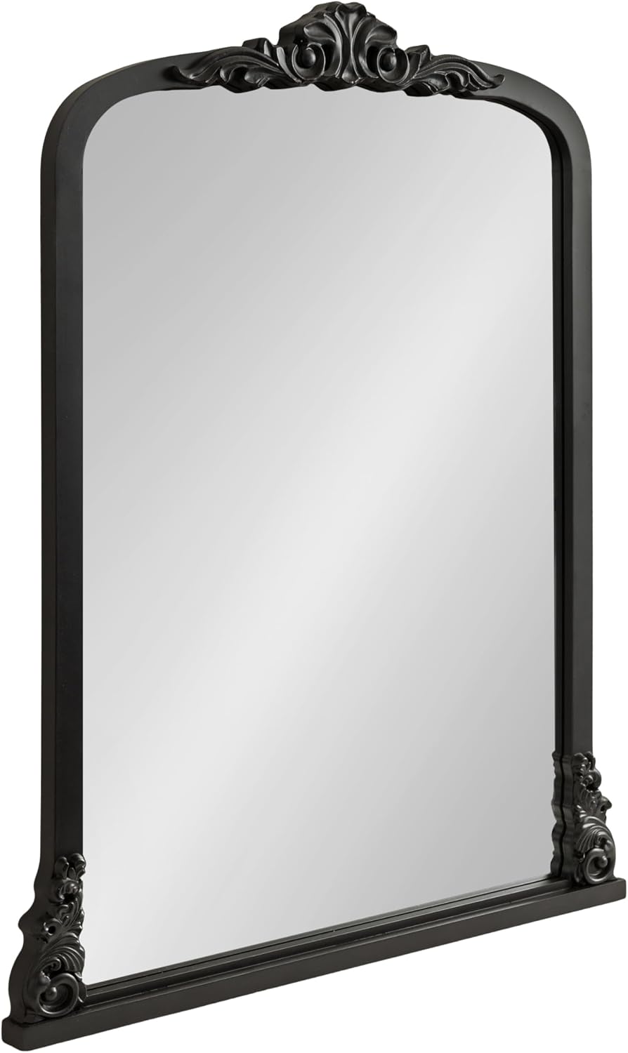 Kate and Laurel Barberry Vintage Decorative Tall Arched Mirror, 28 x 35, Black, Large Antique Statement Arch Mirror for Mantel Mirror or Bathroom Mirror for Over Sink