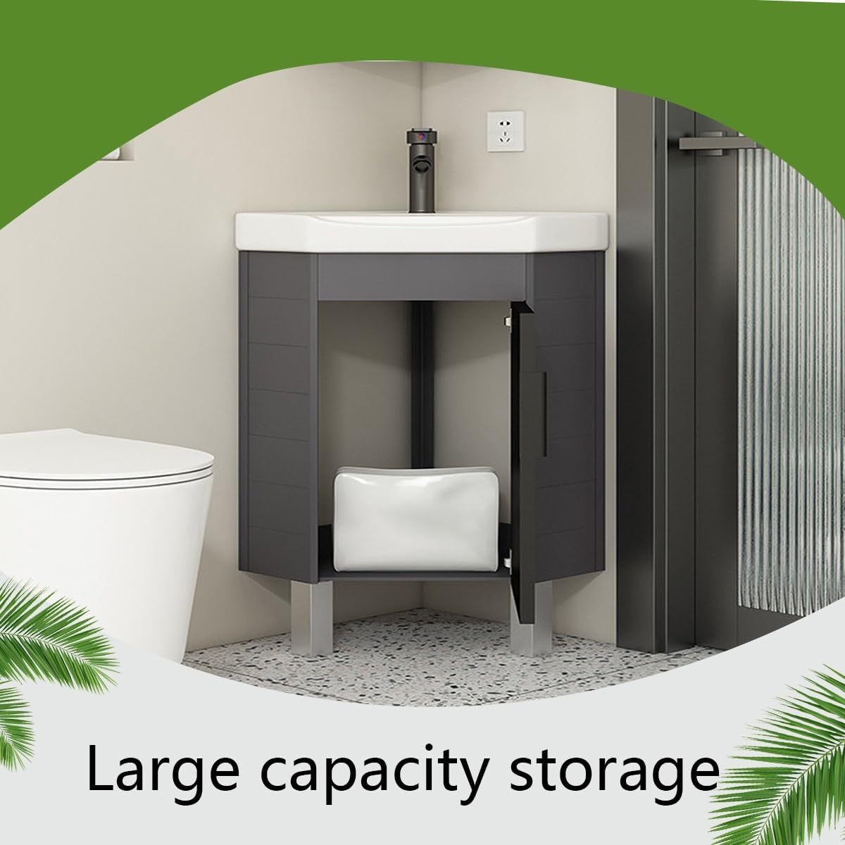 Modern Corner Bathroom Vanity，Bathroom Vanity with Sink Set，Floor Standing Bathroom Vanity Cabinet ，for Guest Baths Master Suites or Patio(Gray)