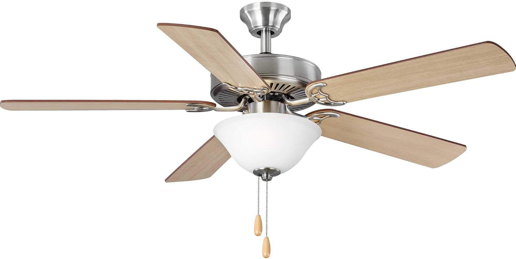 Progress Lighting AirPro Collection 52'' Five-Blade Ceiling Fan with White Etched Light Kit