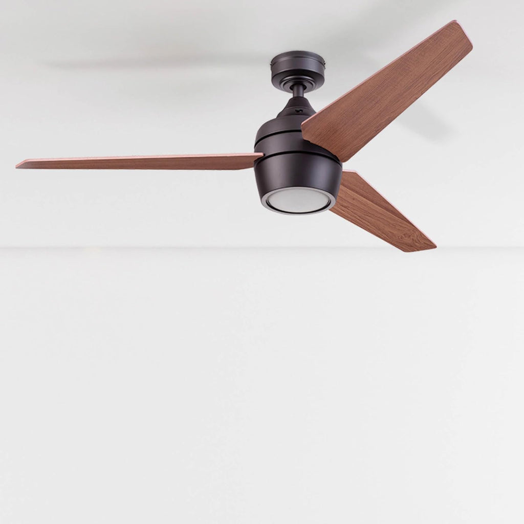 Honeywell Ceiling Fans Eamon Modern 52 Inch Ceiling Fan with Light, LED Fan with Remote Control, Indoor Fan, 3 Contemporary Blades with Maple and Black Wood Finish Options, Bronze (51922-01)