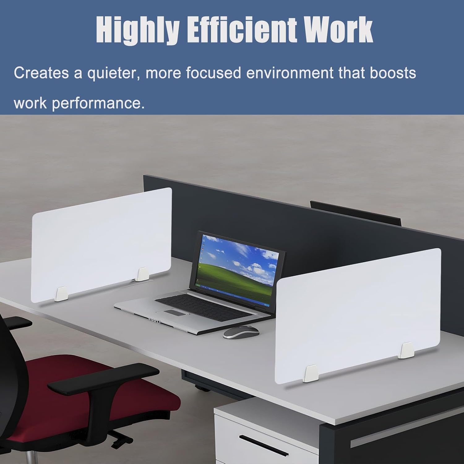 Office Countertop Screen Partition 16 28 36 48in Length, Free Standing Separador Desk, Clamp On Dividing and Protective Screens for Libraries/School(2 PCS,L X H 36 in X 20 in)