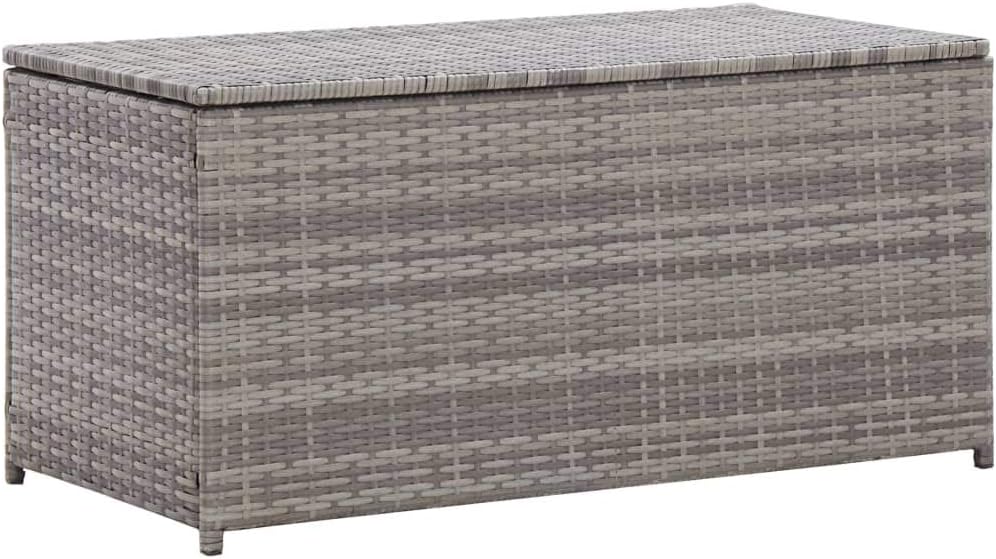 Garden Storage Box Indoor/Outdoor Storage Container and Gardening Tools - Store Items on Patio, Garage, Yard.Poly Rattan 39.4'x19.7'x19.7' Gray