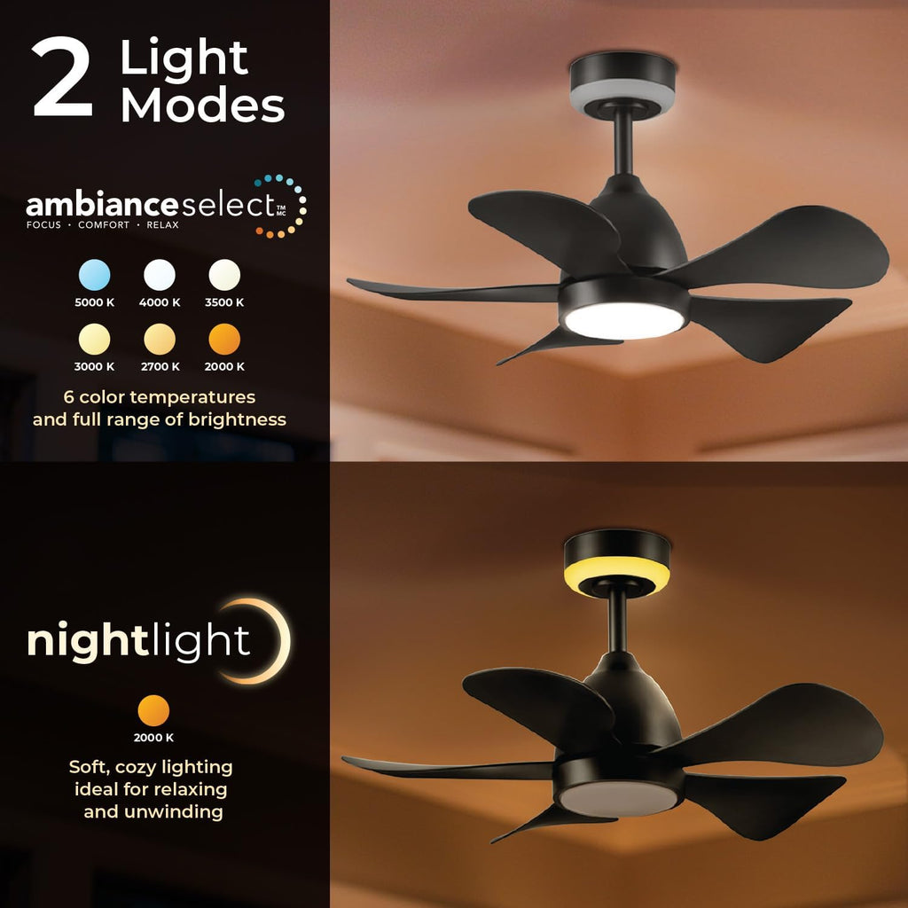Globe Electric 37000106 30' Ceiling Fan with LED Light, Nightlight, Remote Control, WhisperQuiet DC Motor, 6 Speeds, Matte Black