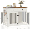 BREEZEHEAT 40 inch Dog Crate Furniture-Farmhouse Dog Kennel with Drawers-End Table Wooden Pet Crate, Double Door Design, Decorative Dog House Indoor for Small Medium Large Dog,Brwon