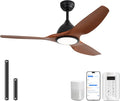 Sofucor 52 Inch Smart Ceiling Fan with Light, Modern Ceiling Fan with 3 Plastic Blade, Quiet, Dimmable, Compatible with Alexa/Google/App, 6 Speeds 7000CFM, Timer Quiet Reversible DC Motor, ETL, Brown