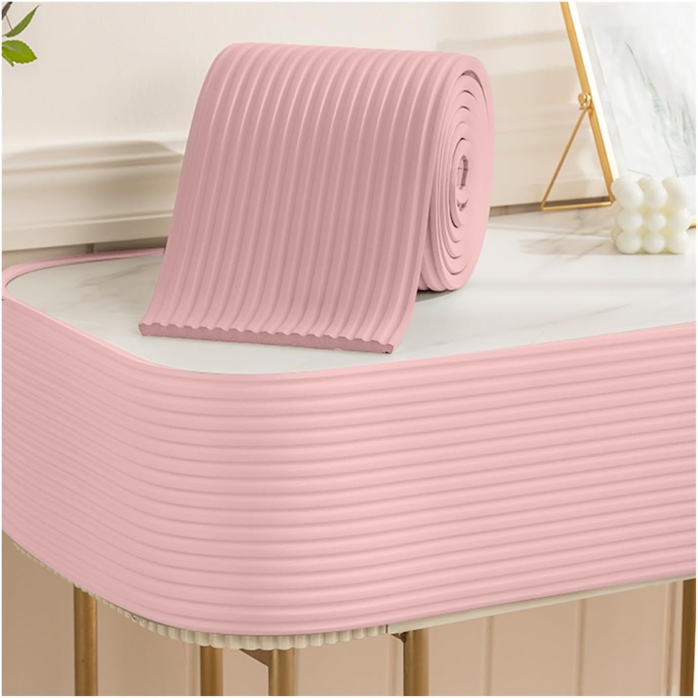 Self-Adhesive Foam Safety Strips, Multifunctional Corner & Edge Guards for Furniture, Tables, Stairs, Baby Proofing, Wall Padding (Pink, 5M Length)