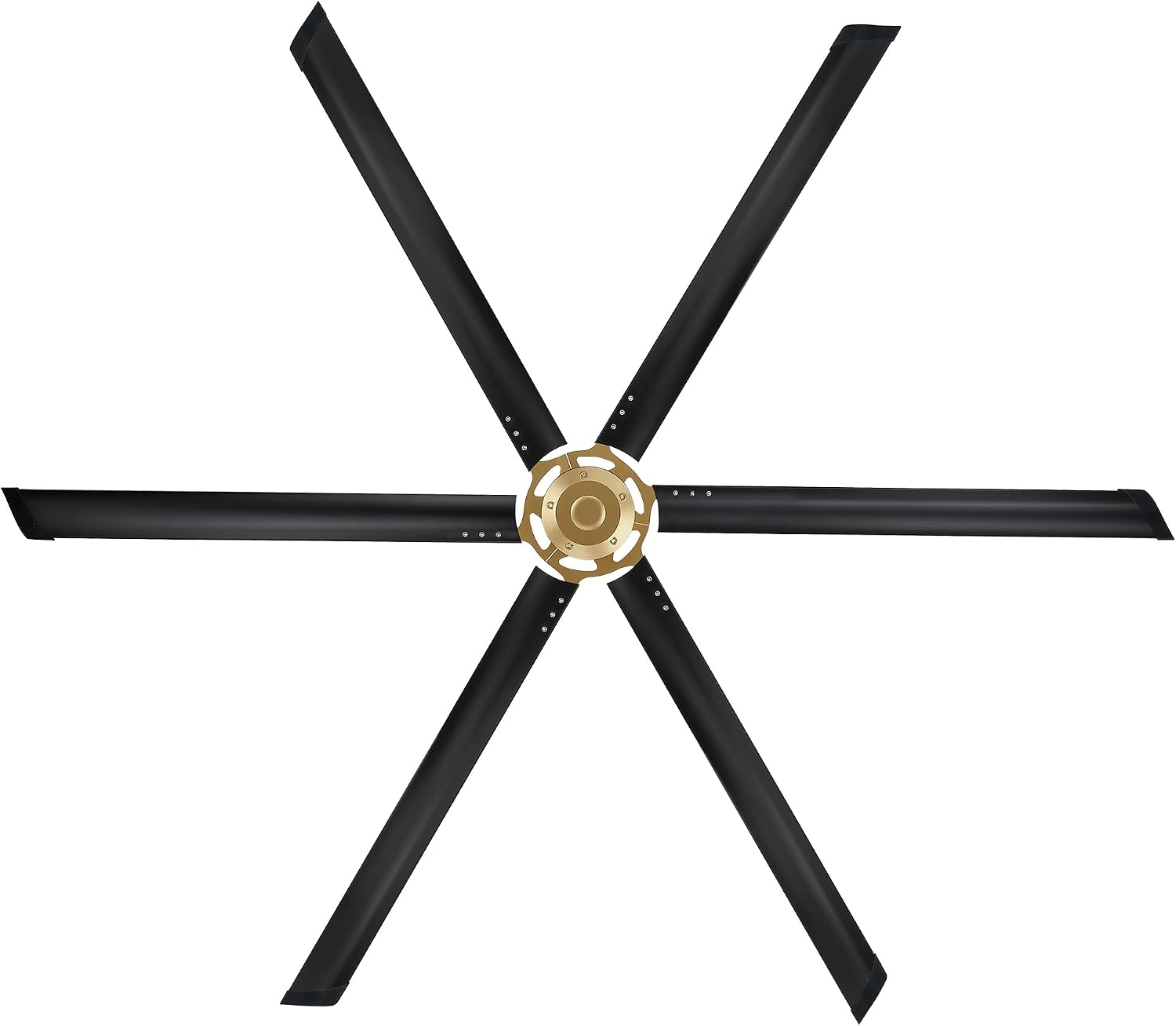 96 Inch Ceiling Fans without Light, Industrial Large Commercial Fan for Shop Gym Garage, Remote Control, Reversible DC Motor, 6 Black Aluminum Blades, Big Outdoor Ceiling Fans for Patios, Vintage Gold