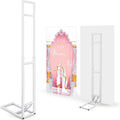 Teenyyou White Wedding Backdrop Stand Metal Balloon Arch Backdrop Stand with Foldable Base for Wedding Birthday Party Anniversary Decor, Adjustable Height(1-2m H) Installation Free(2 Pack)