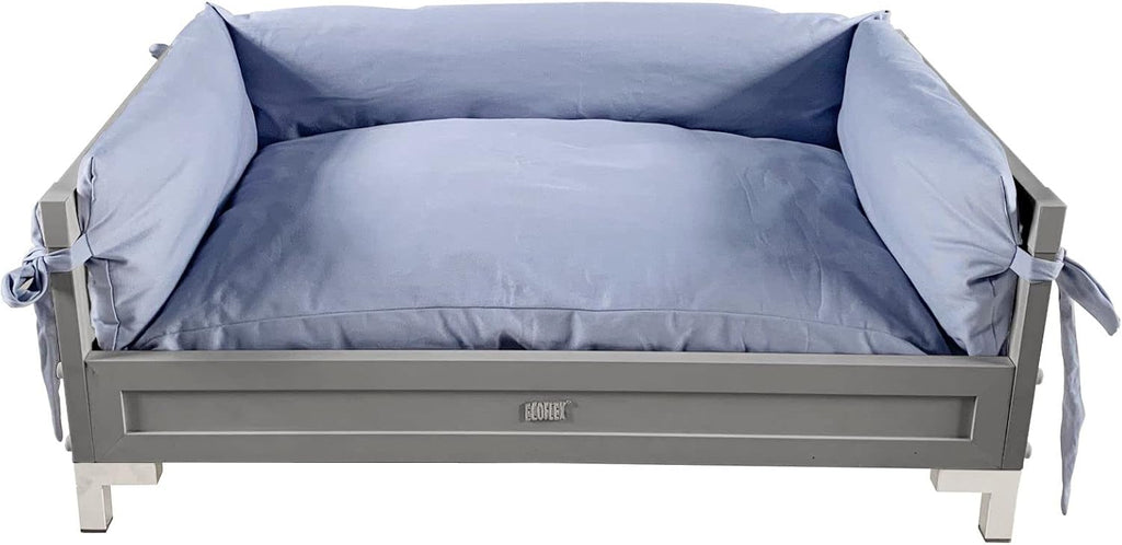 New Age Pet ECOFLEX Manhattan Raised Dog Bed, Moisture Resistant Frame with Stainless Steel Accents, Memory Foam Cushion, Grey, X-Large
