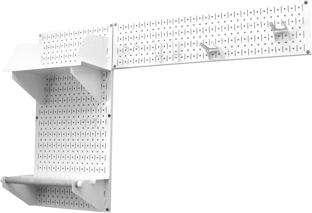 Wall Control Gardening Tool Pegboard Wall Storage Organizer Kit - White