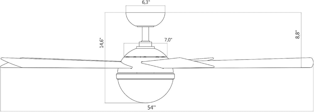 WAC F-053L-BN/MB Eclipse 54' Outdoor Ceiling Fan with LED Lights and Remote, Brushed Nickel Matte Black