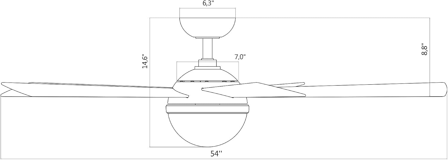 WAC F-053L-BN/MB Eclipse 54' Outdoor Ceiling Fan with LED Lights and Remote, Brushed Nickel Matte Black