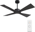 WINGBO 54' Wet Rated Outdoor Ceiling Fan without Lights, 4 ABS Plastic Blades, Reversible DC Motor, 6-Speed Remote Control, Waterproof Ceiling Fan No Lights for Patio Porch Gazebo Garage, Black
