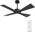 WINGBO 64' Wet Rated Outdoor Ceiling Fan without Lights, 4 ABS Plastic Blades, Reversible DC Motor, 6-Speed Remote Control, Waterproof Ceiling Fan No Lights for Patio Porch Gazebo Garage, Black