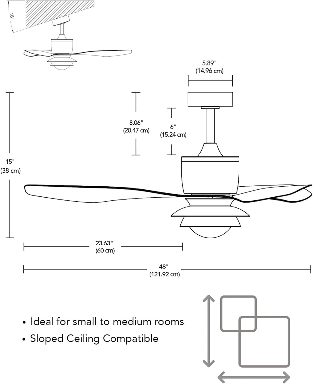 Globe Electric Oswald 48 in. Smart Ceiling Fan with LED Light, Energy Saving, Reversible Airflow, Remote Control, Whisper Quiet DC Motor, 6 Speeds, White