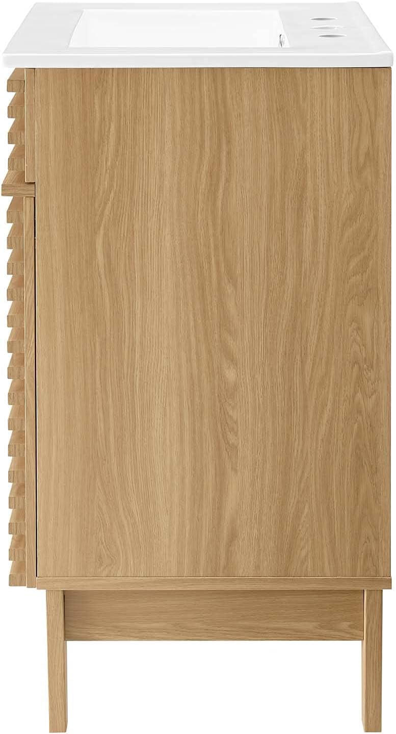 Sink Vanity Cabinet, Wood, Brown Oak White, Modern Contemporary, Hotel Bedroom Bathroom Master Suite