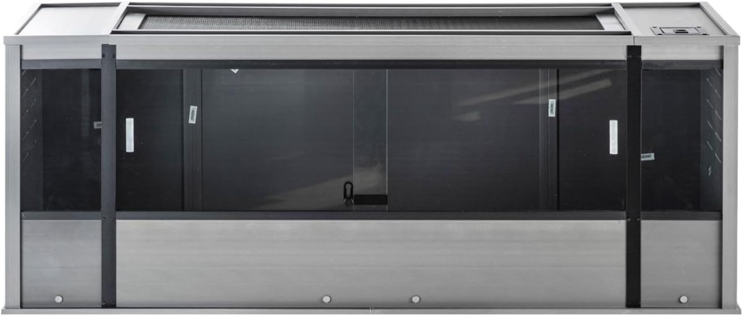 New Age Pet ECOFLEX 60' Wide X-Large Reptile Habitat, Mojave Lounge for Snakes, Tortoises & Lizards in Maple, Black & Grey, Easy Assembly, Sliding Glass Doors & Mesh Top