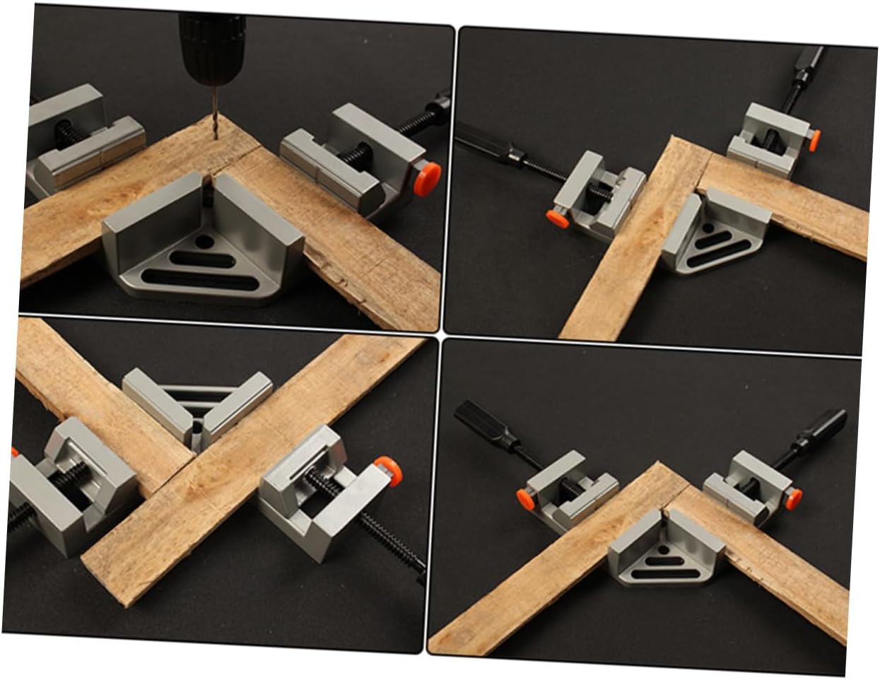 4pcs 90 Degree Quick Release Double Handle Corner Clamps for Woodworking Photo Framing Right Angle Aluminum Alloy Clamping Tool
