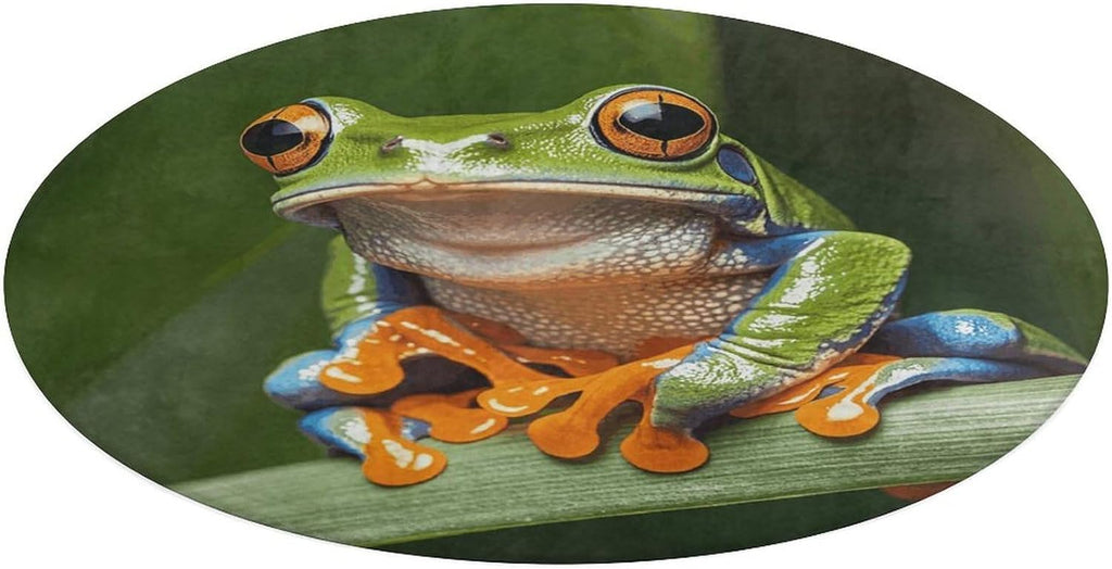Peace Tree Frog Coral Velvet Round Floor Mat Non-Slip Bath Rug Floor Covering for Bathroom Vanity Guest Suite & Vacation Home