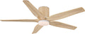 LEDLUX 54' Ceiling Fan with Light - Low Profile Flush Mount Ceiling Fan, 6-Speed Remote Control, Solid Wood, Quiet Reversible DC Motor, Wood/White Finish, for Bedroom, Living Room, Porch