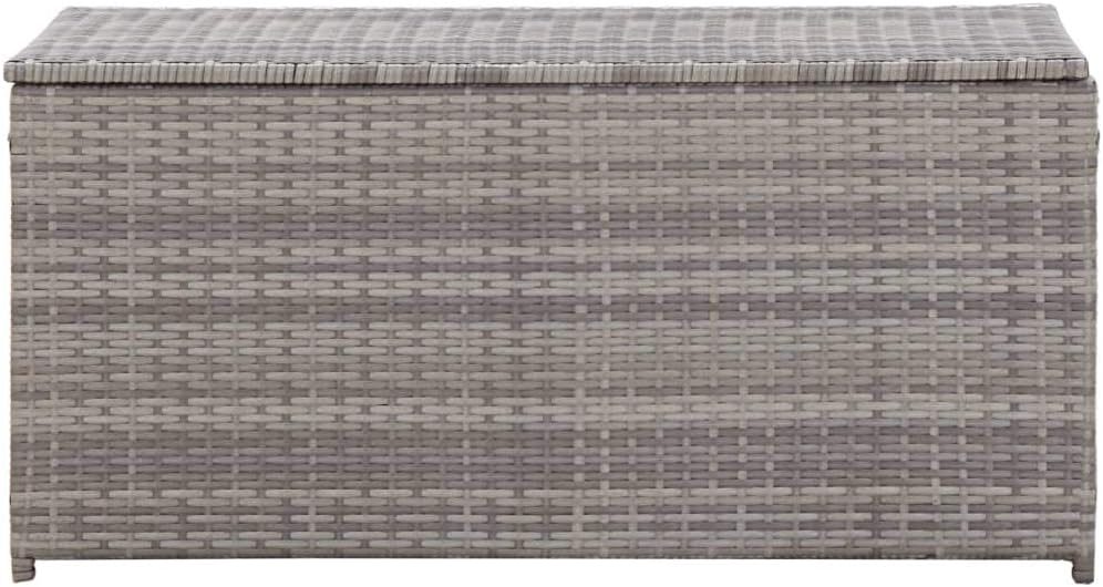 Garden Storage Box Indoor/Outdoor Storage Container and Gardening Tools - Store Items on Patio, Garage, Yard.Poly Rattan 39.4'x19.7'x19.7' Gray