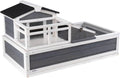 VEVOR 3-Room Tortoise House,Tortoise Habitat with Balcony & 2 Stories, Wooden Tortoise Enclosure Indoor & Outdoor with Ramp, Tray, Openable Roof, Large Reptile Cage, 44' x 25.6'x 24'