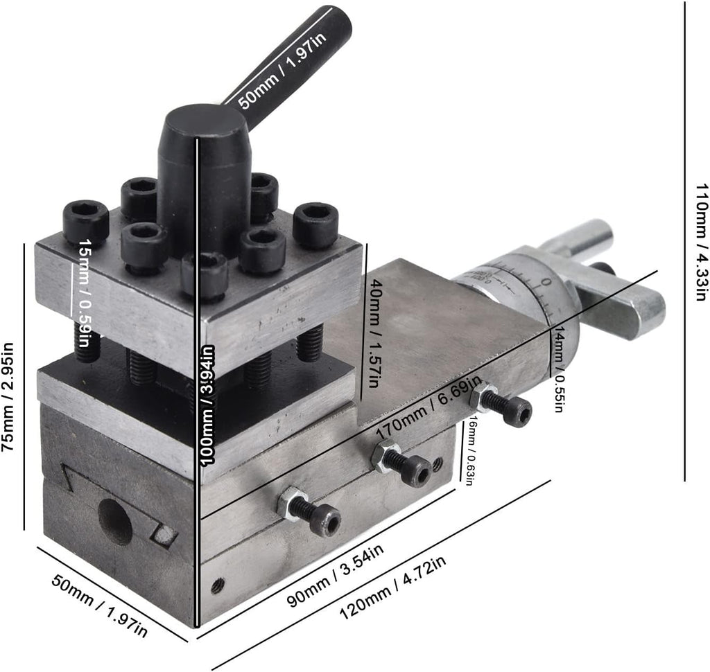50x50mm Post Vise Clamp, Mini Vice Clamp, Iron Slide Vice Clamp for Lathe Tool 0618 7inx10in 12in 14in