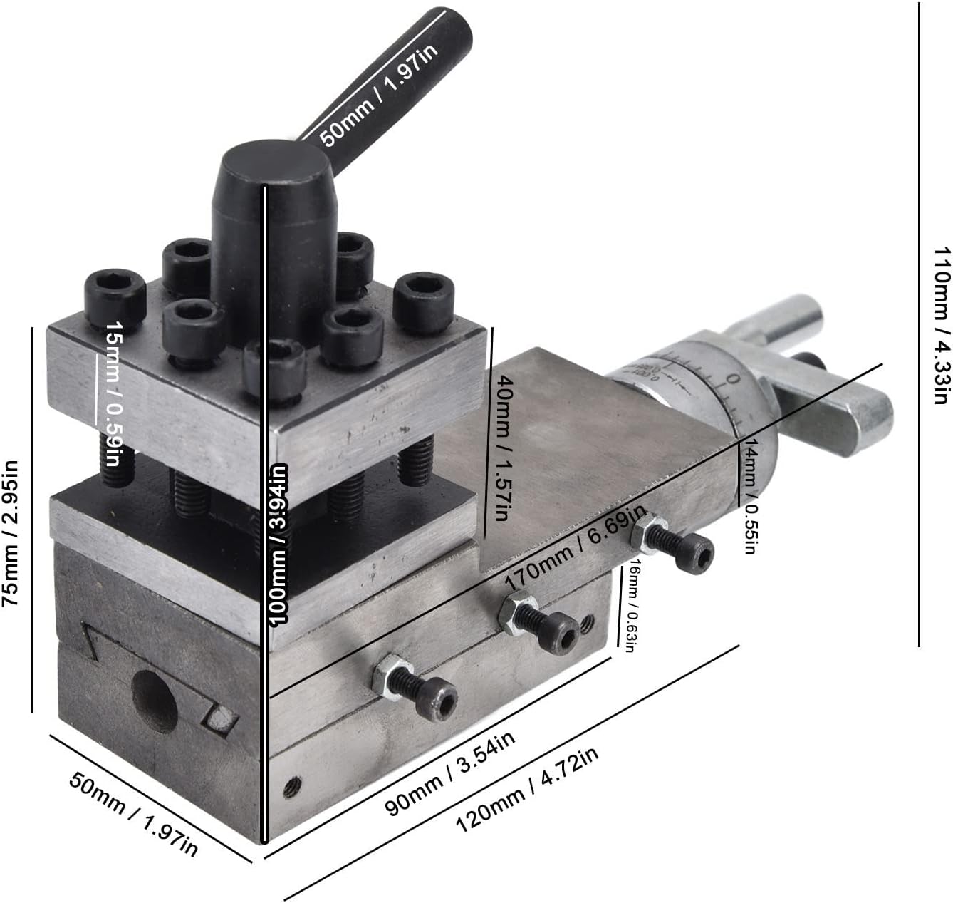 50x50mm Post Vise Clamp, Mini Vice Clamp, Iron Slide Vice Clamp for Lathe Tool 0618 7inx10in 12in 14in