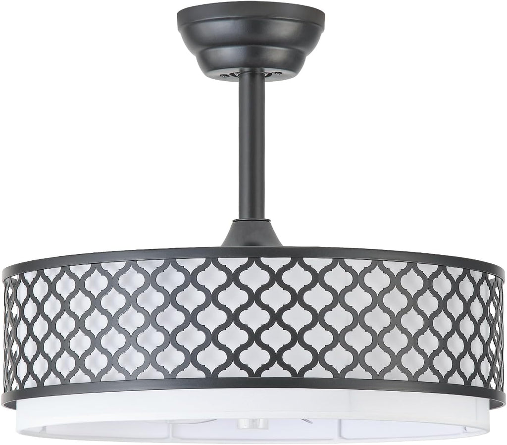 20' Black Fandelier Ceiling Fan with Lights, Rustic Farmhouse Caged Ceiling Fan with Light Remote Control, Rattan with 6 Speeds for Bedroom, Nursery, Living Room