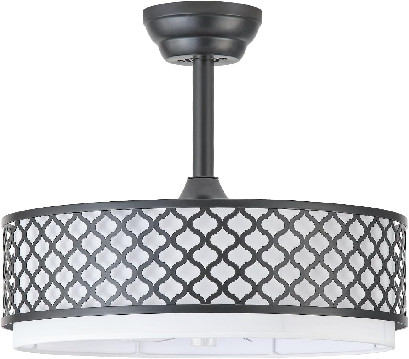 20' Black Fandelier Ceiling Fan with Lights, Rustic Farmhouse Caged Ceiling Fan with Light Remote Control, Rattan with 6 Speeds for Bedroom, Nursery, Living Room