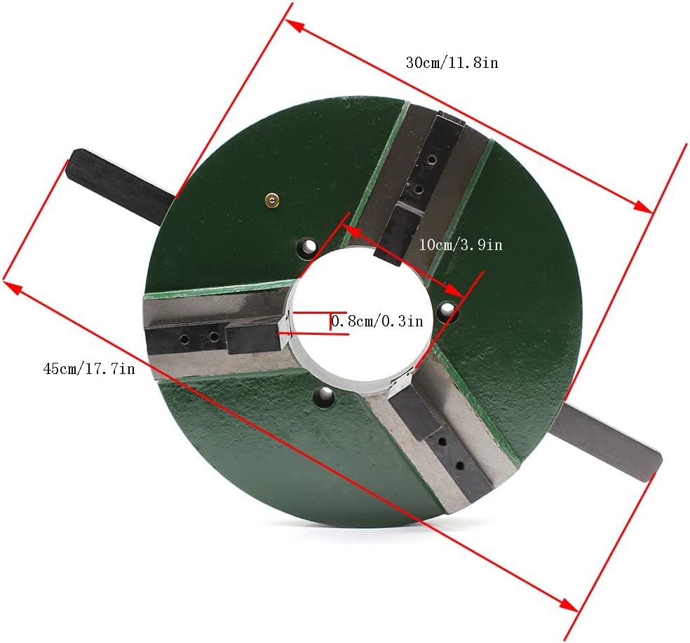 Welding Table Chuck, 3 Jaw Self-centering Welding Positioner Lathe Table Chuck 12-Inch Chuck Reversible Jaws(300MM) Woodworking Metalworking Clamp Chuck with 4 Inch/100mm Center Hole