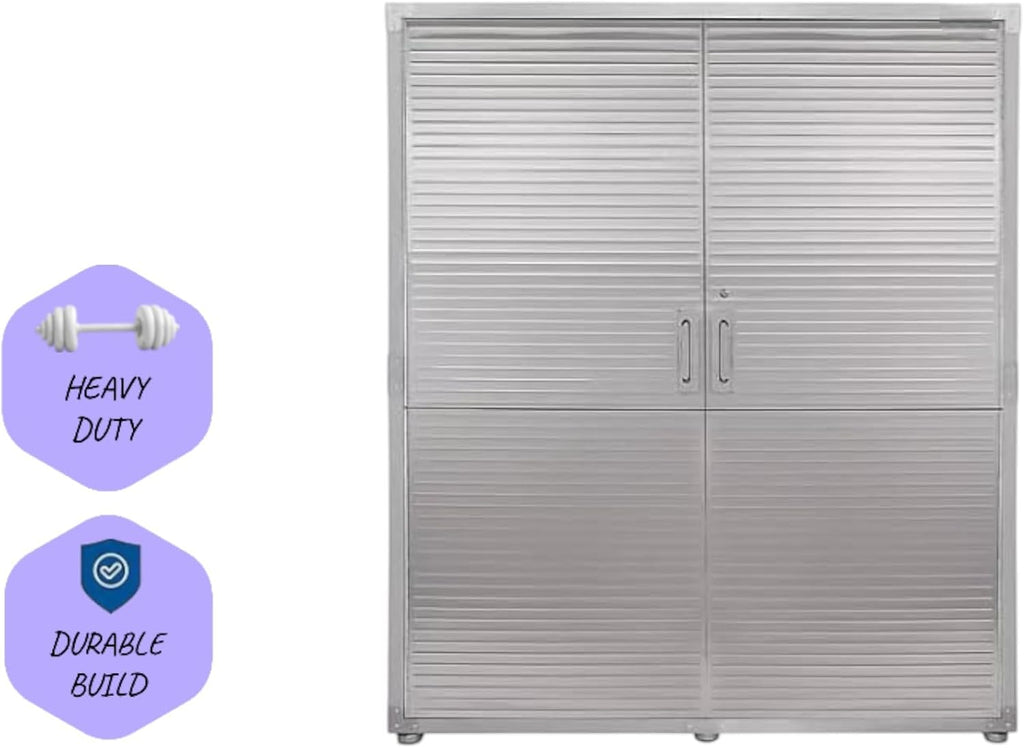 Solid Stainless Steel Lockable Extra Wide MEGA Storage Cabinet, 60' W x 24' D x 72' H (Granite Gray)