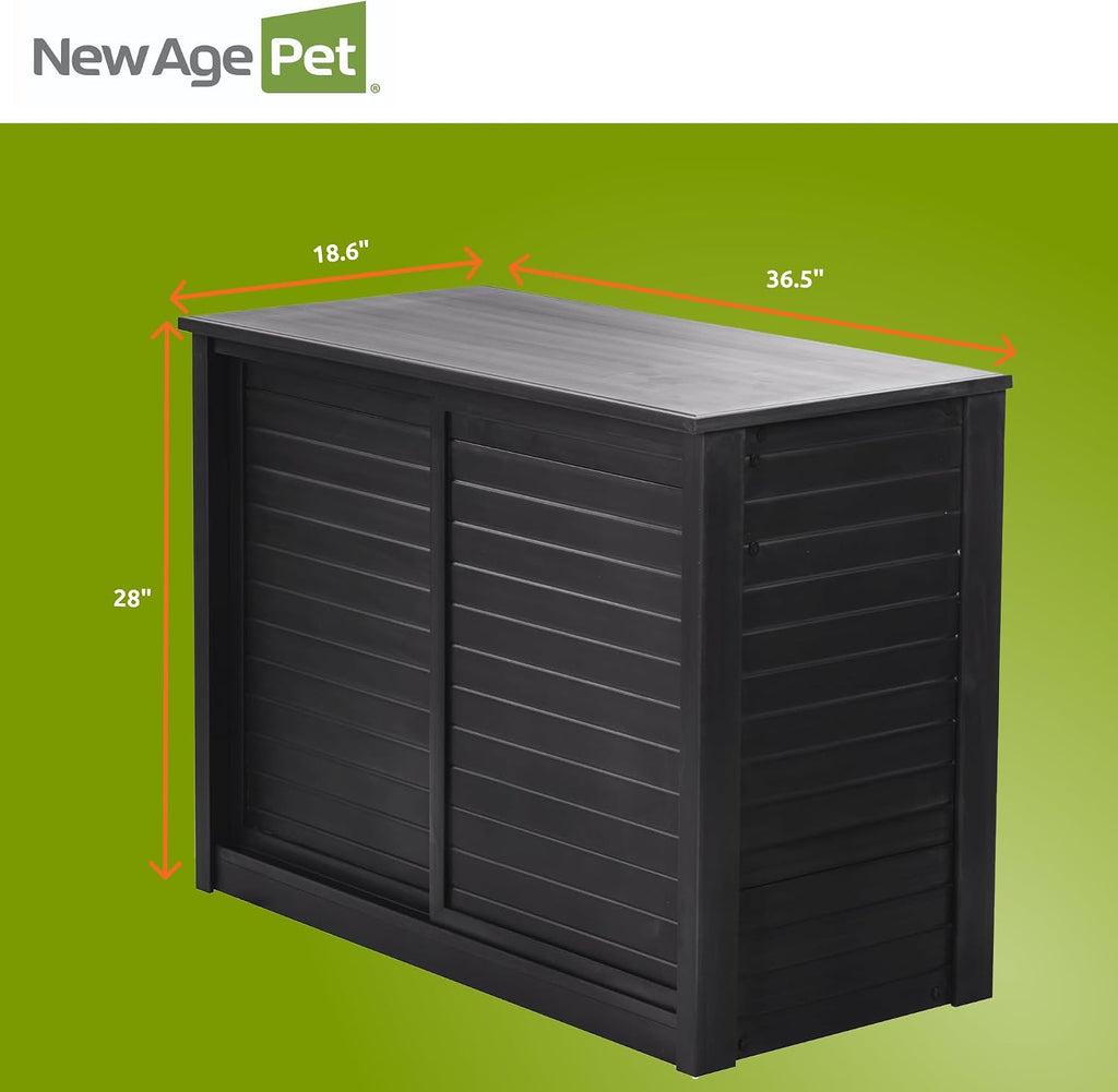 New Age Pet ECOFLEX 36' Storage Cabinet for Pets in Black, Durable Wood Plastic Composite, Non Toxic, Easy Assembly, Ideal for Bedding, Food, Toys, Medium Mojave Reptile Habitat Compatible