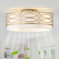 20' Gold Flush Mount Ceiling Fan with Light, Caged Boho Ceiling Fan with Lights Remote Control with 6 Speeds for Bedroom, Living Room, Nursery
