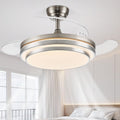 FIDGRA 48 Inch Fandelier Ceiling Fan with Light, Retractable Ceiling Fan with Lights for Bedroom Living Room Dinning Room, Chandelier with Fan 6 Speed, 3 Color Temperature-Brushed Nickel
