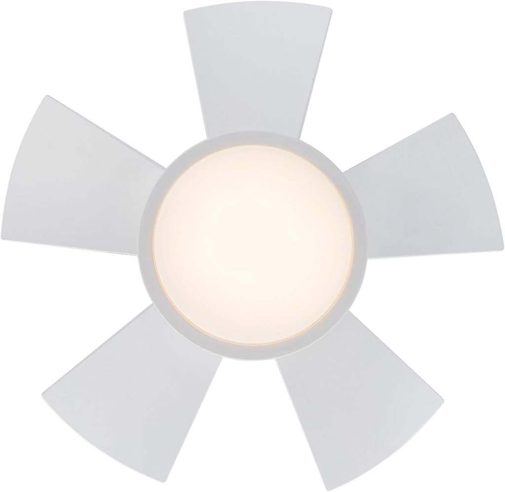 Modern Forms Vox 26 in Smart Indoor and Outdoor Smart Flush Mount Ceiling Fan in Matte White with Remote Control 3000K