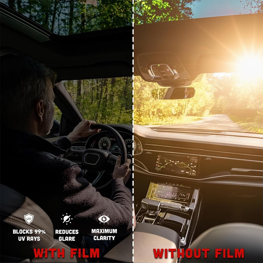 United Professional 1Ply Window Tint Film - 40' x100', 20% VLT Upgraded Dyed PET Film, 1 mil Thickness, 99% UV Block, Deep Shade Privacy Window Tint for Car, Truck, SUV, Home – Heat & Glare Control