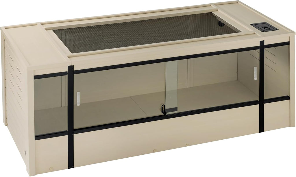 New Age Pet ECOFLEX 60' Wide X-Large Reptile Habitat, Mojave Lounge for Snakes, Tortoises & Lizards in Maple, Black & Grey, Easy Assembly, Sliding Glass Doors & Mesh Top
