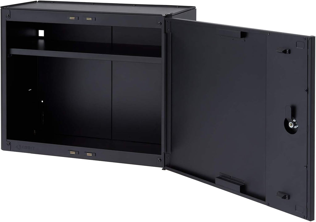 Trinity 24 Inch Garage Wall Storage Cabinet, 22 Gauge Steel, Wall-Mount, Adjustable Shelf and Reversible Door for Tools, Cleaning Supplies, and More, Black