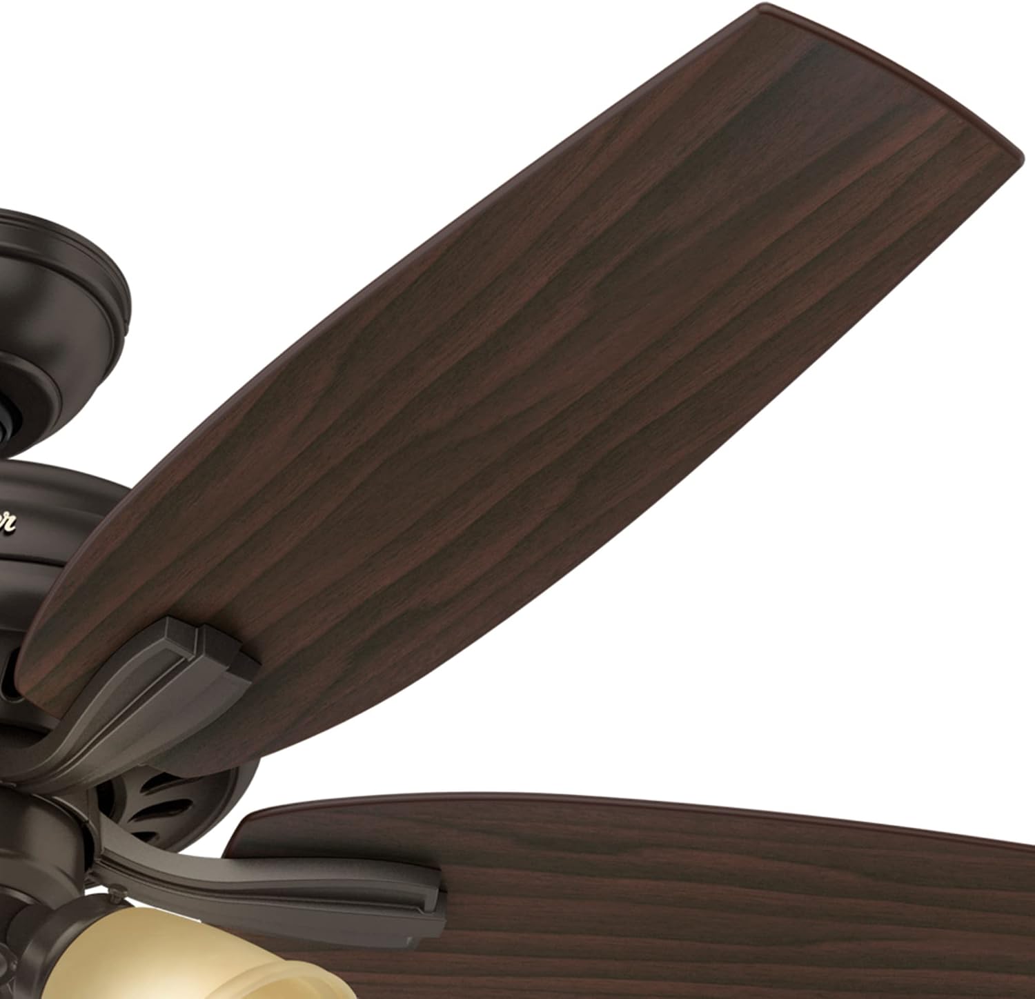 Hunter 52 inch Indoor Ceiling Fan with LED Lights - Bronze Ceiling Fan with Pull Chain, For Bedroom or Living Room, Standard Mount, No Remote, 5 Blades, Includes Bulbs - Newsome 53317, Premier Bronze
