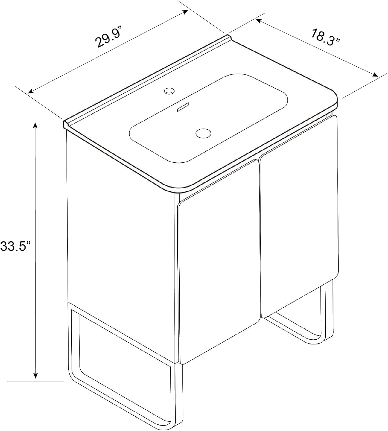 30' Bathroom Vanity with Sink, Modern Freestanding Bathroom Cabinet with Top, Integrated Basin, 2 Soft-Close Doors, Adjustable Shelf, Spacious Storage for Small Space, Oak - Dalia Collection