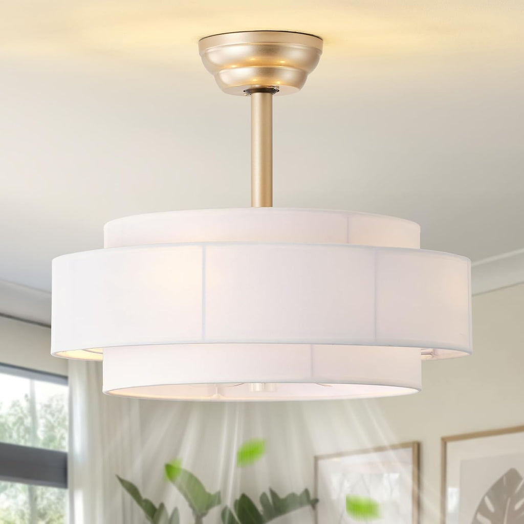 20' Boho Fandelier Ceiling Fan with Light, Caged Gold Fandelier Ceiling Fans with Lights Remote Control with 6 Speeds for Bedroom, Nursery, Living Room