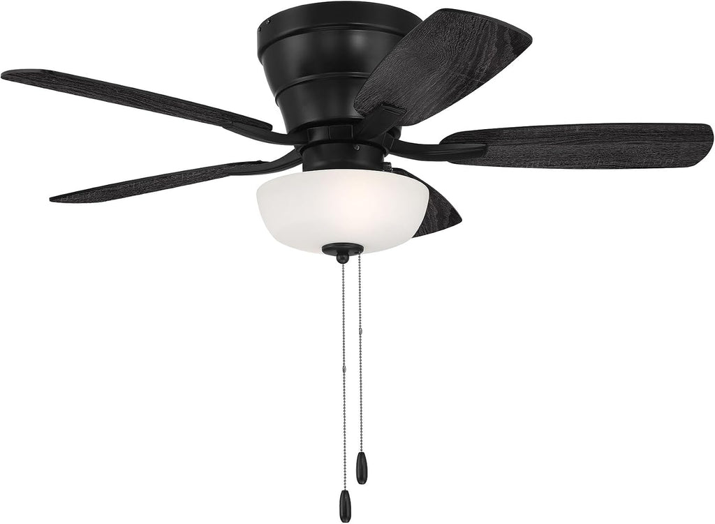 Craftmade 42' Wheeler Indoor Flush Mount 5 Blade Flat Black Finish Ceiling Fan with Single Bowl Light