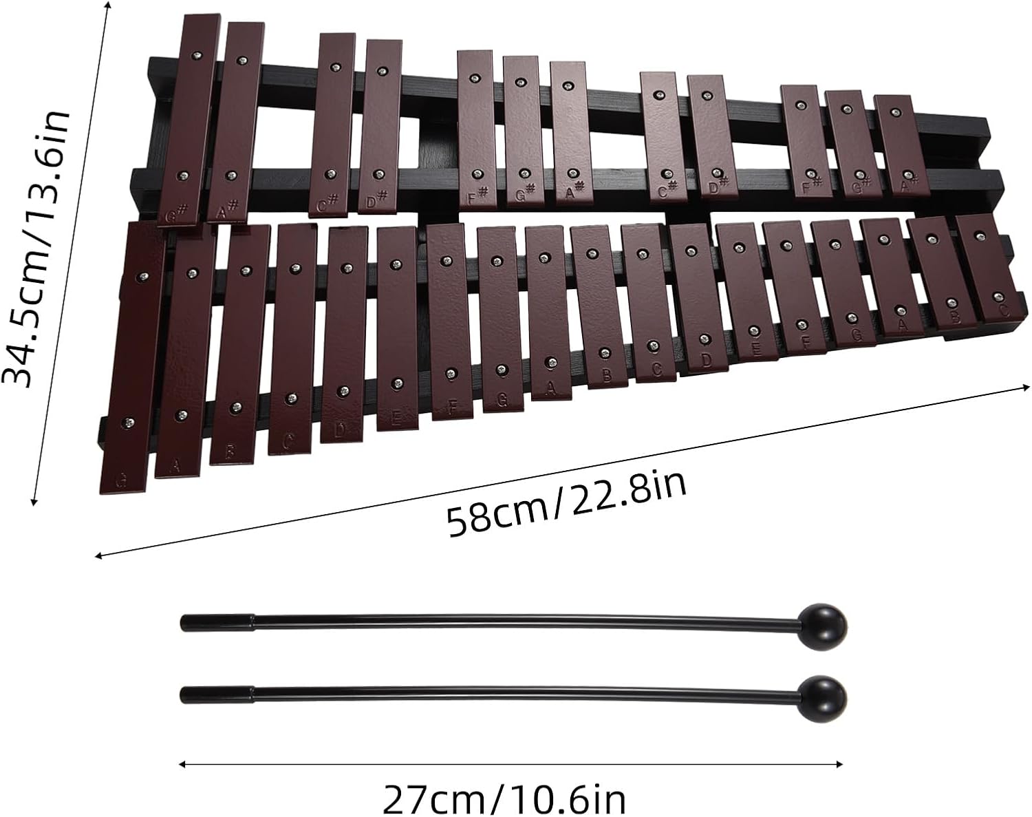 Foldable Glockenspiel Xylophone, 30 Note Glockenspiel, Xylophone 5mm Thickness Aluminum Bars Percussion Musical Instrument with Carrying Bag 2 Mallets Gift for Beginners Students
