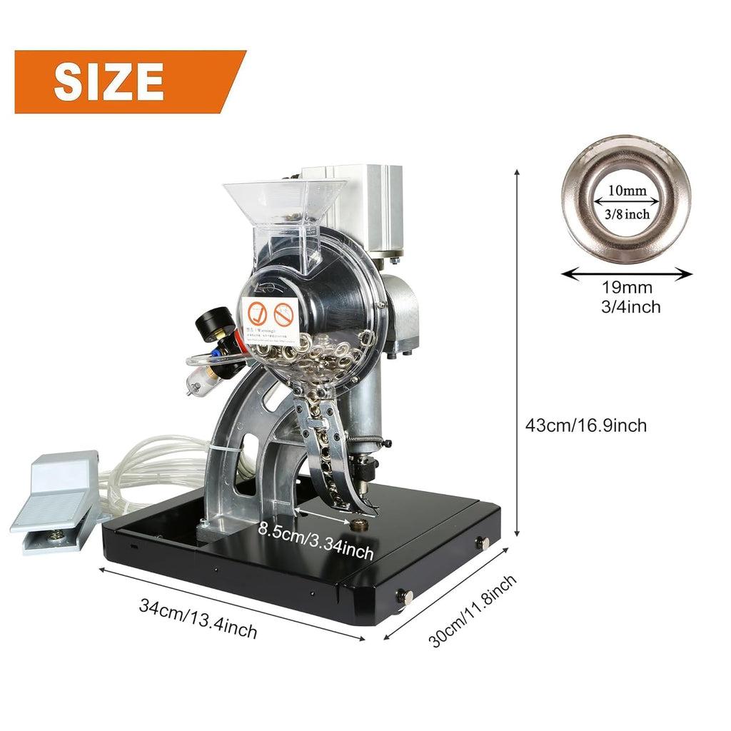 ZONGLAN Pneumatic Automatic Eyelet Feeding Grommet Punch Press Machine- 5000#2 Eyelet Banner Tools(12mm)