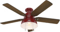 Hunter 52 inch Outdoor or Indoor Ceiling Fan with LED Light - Rustic Ceiling Fan with Pull Chain, For Bedroom, Living Room, or Patio, Low Profile Mount, No Remote - Mill Valley 59312, Barn Red