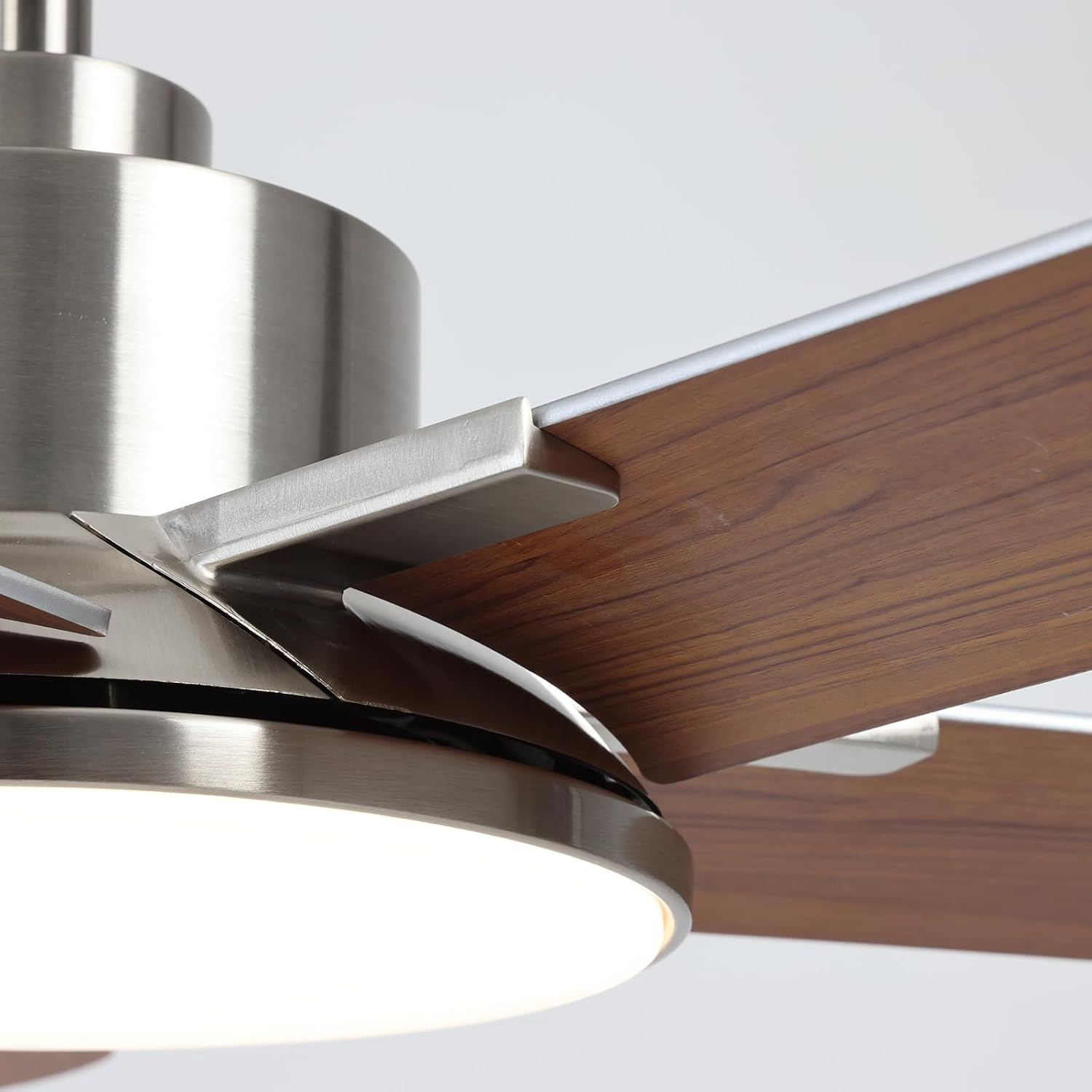 Fanbliss 44 Inch Ceiling Fans with Lights, Modern Nickel Ceiling Fan with Dimmable LED, 6 Speeds, Timer, Quiet Reversible DC Motor, Remote Control Ceiling Fan for Bedroom, Living Room and Kitchen