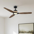 56' Black Ceiling Fans with Lights and Remote - Modern Farmhouse Wood Ceiling Fan with LED Light, Large Outdoor Ceiling Fans for Patios Living Room Patios Covered, 6-Speed Reverse, 3CCT, Timer