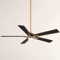 Casa Vieja 52' Vegas Nights Modern Indoor Outdoor Ceiling Fan with Dimmable LED Light Remote Control Soft Brass Black Damp Rated for Patio Exterior House Home Porch Gazebo Garage Barn - 6' Downrod